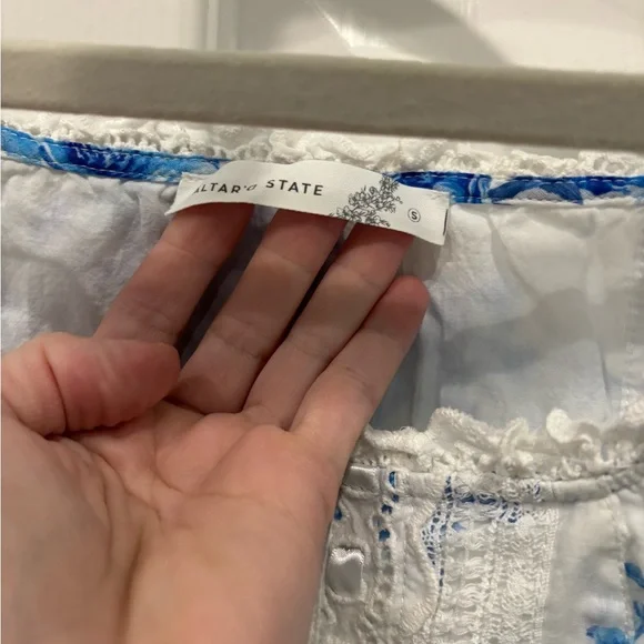 Altar'd State Blue and White Floral Skirt - Picture 3 of 9